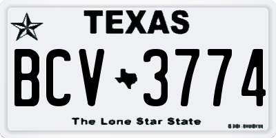 TX license plate BCV3774