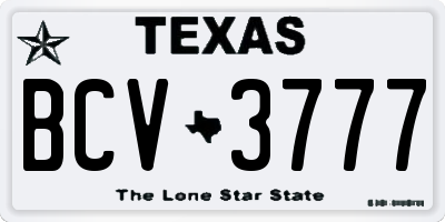 TX license plate BCV3777