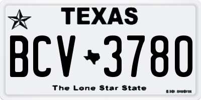 TX license plate BCV3780
