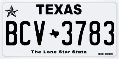 TX license plate BCV3783