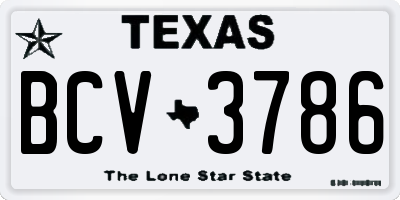 TX license plate BCV3786