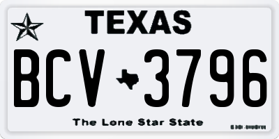 TX license plate BCV3796