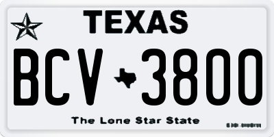 TX license plate BCV3800