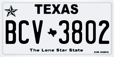 TX license plate BCV3802