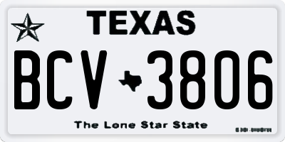 TX license plate BCV3806