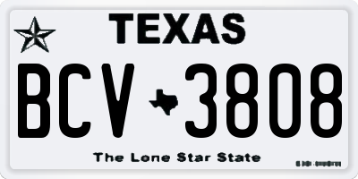 TX license plate BCV3808