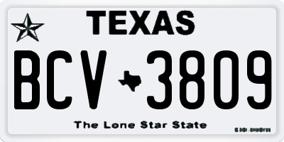 TX license plate BCV3809