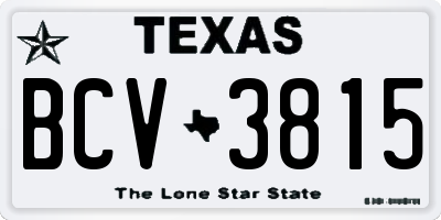 TX license plate BCV3815