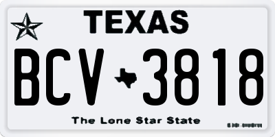 TX license plate BCV3818