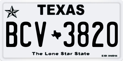 TX license plate BCV3820