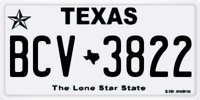 TX license plate BCV3822