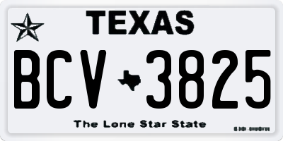 TX license plate BCV3825