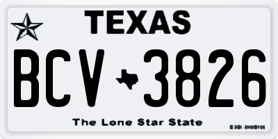 TX license plate BCV3826
