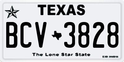 TX license plate BCV3828