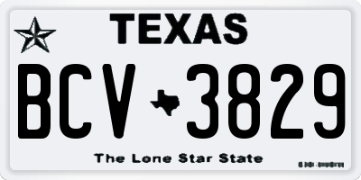 TX license plate BCV3829