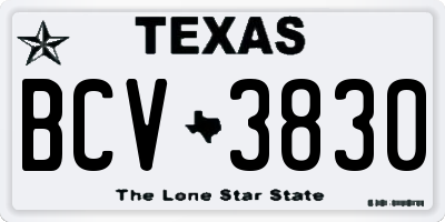 TX license plate BCV3830