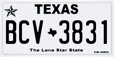 TX license plate BCV3831