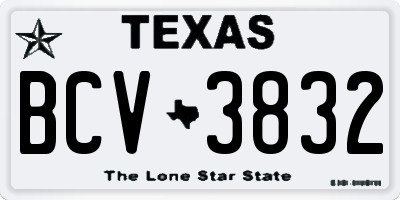 TX license plate BCV3832