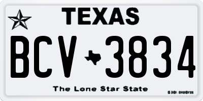 TX license plate BCV3834