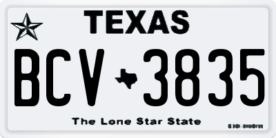 TX license plate BCV3835