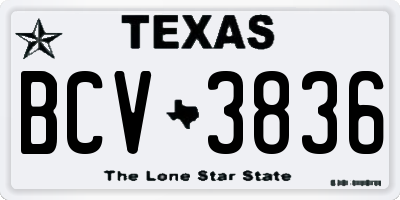 TX license plate BCV3836