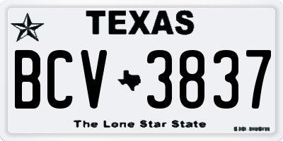 TX license plate BCV3837