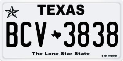 TX license plate BCV3838