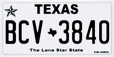 TX license plate BCV3840