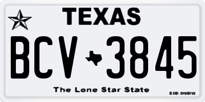 TX license plate BCV3845