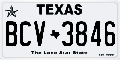 TX license plate BCV3846
