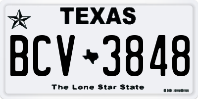TX license plate BCV3848