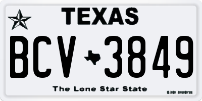 TX license plate BCV3849