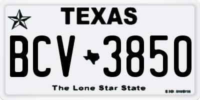 TX license plate BCV3850