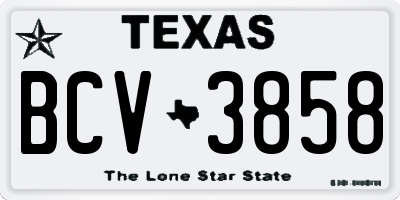 TX license plate BCV3858