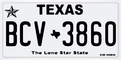 TX license plate BCV3860