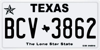TX license plate BCV3862