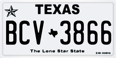 TX license plate BCV3866