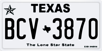 TX license plate BCV3870
