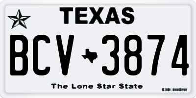 TX license plate BCV3874