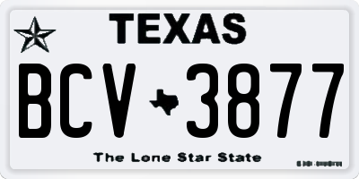 TX license plate BCV3877