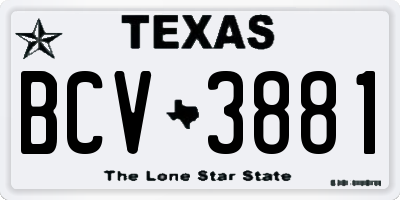 TX license plate BCV3881