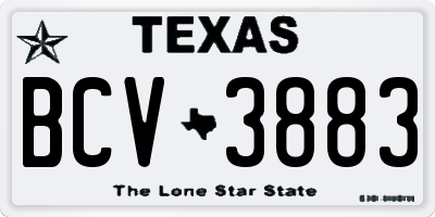 TX license plate BCV3883