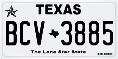 TX license plate BCV3885