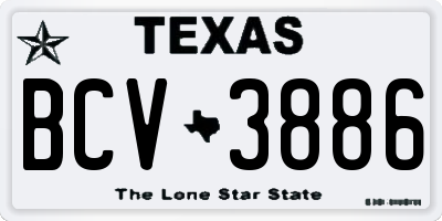 TX license plate BCV3886