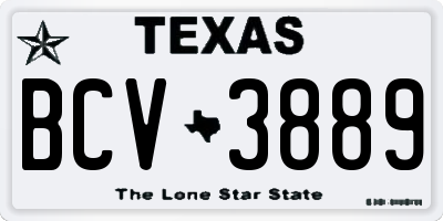 TX license plate BCV3889