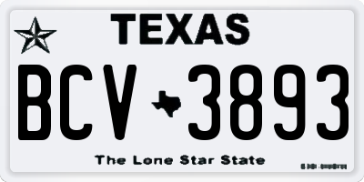 TX license plate BCV3893