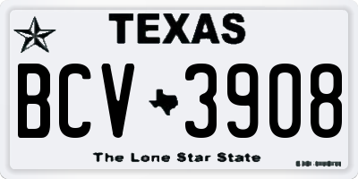 TX license plate BCV3908