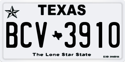 TX license plate BCV3910