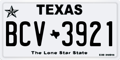 TX license plate BCV3921