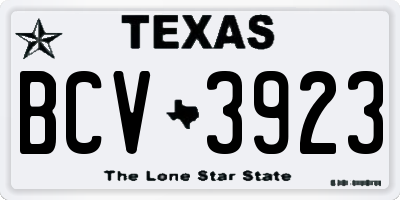 TX license plate BCV3923